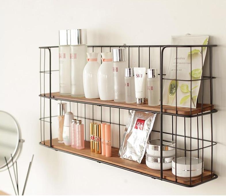 Iron & Wood Wall Storage Rack - Nordic Side - 