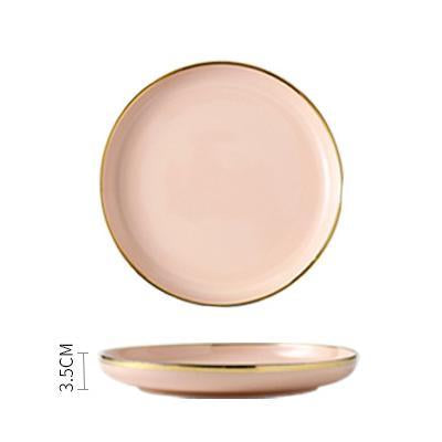 Black & Pink Dinnerware with Gold Rim - Nordic Side - 