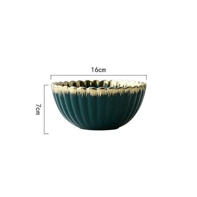 Green with Gold Rim Dinnerware - Nordic Side - 