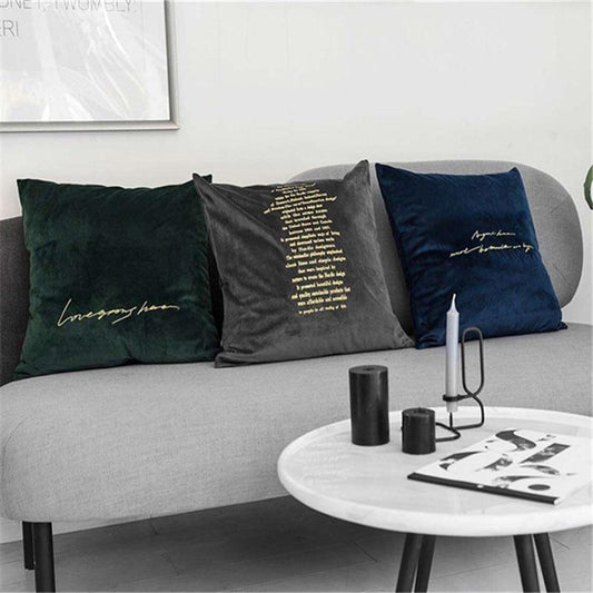 Velvet Cushions with Gold Letters - Nordic Side - 