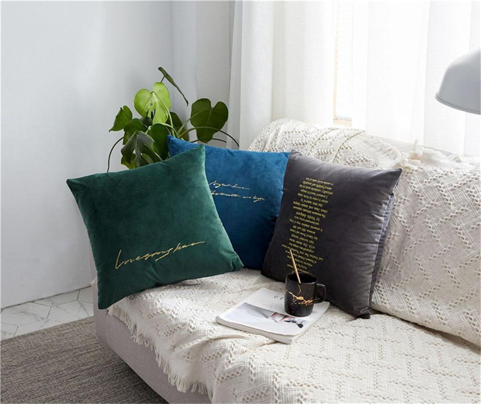 Velvet Cushions with Gold Letters - Nordic Side - 