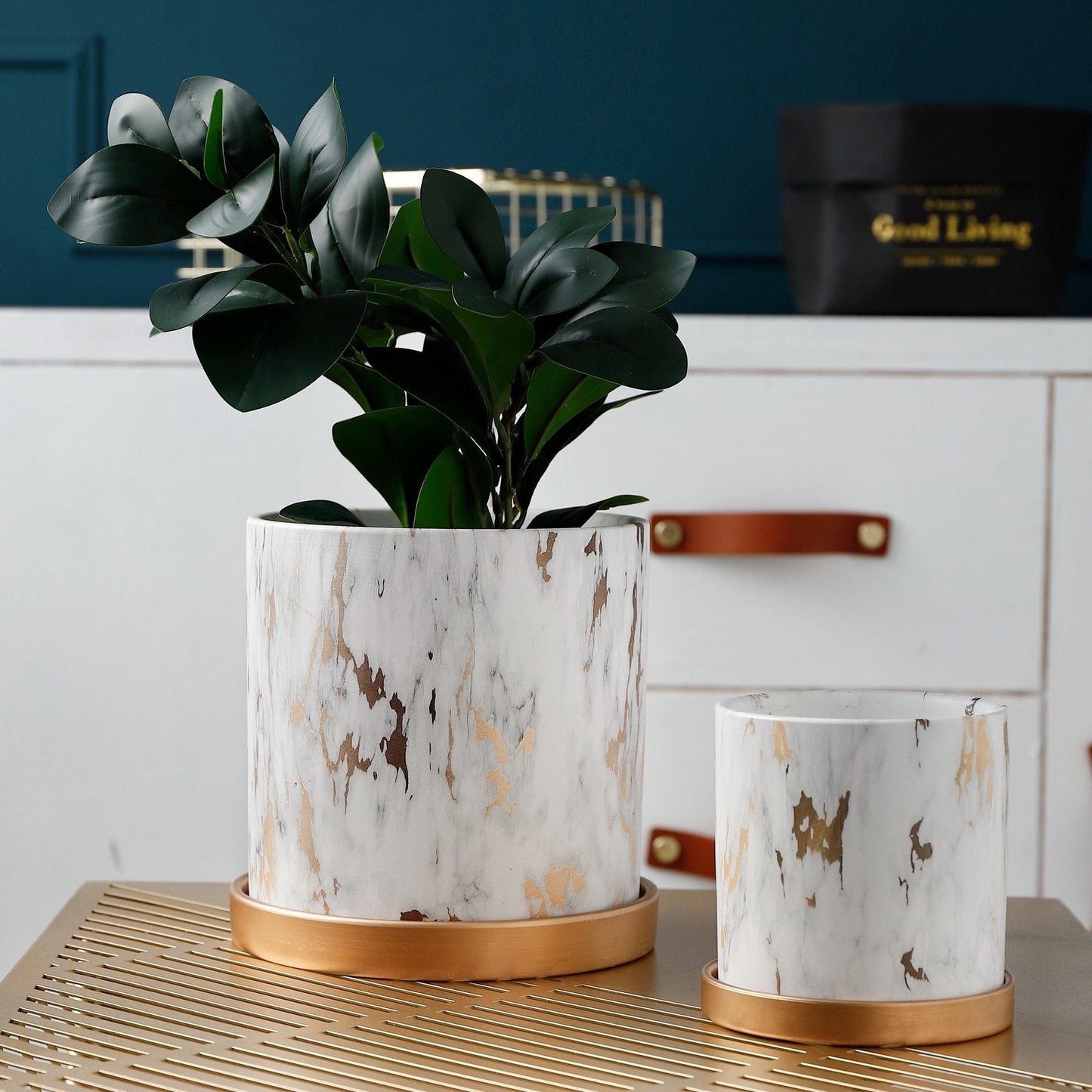 Gold Marble Pot - Nordic Side - 