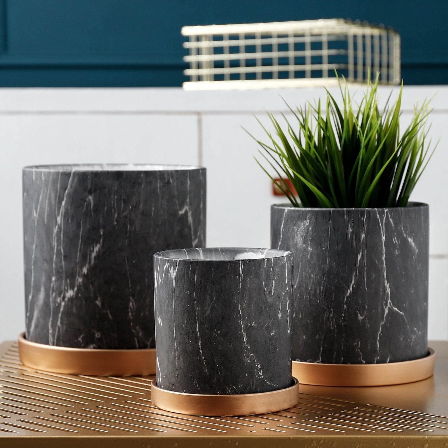 Dark Grey Marble Pot - Nordic Side - 