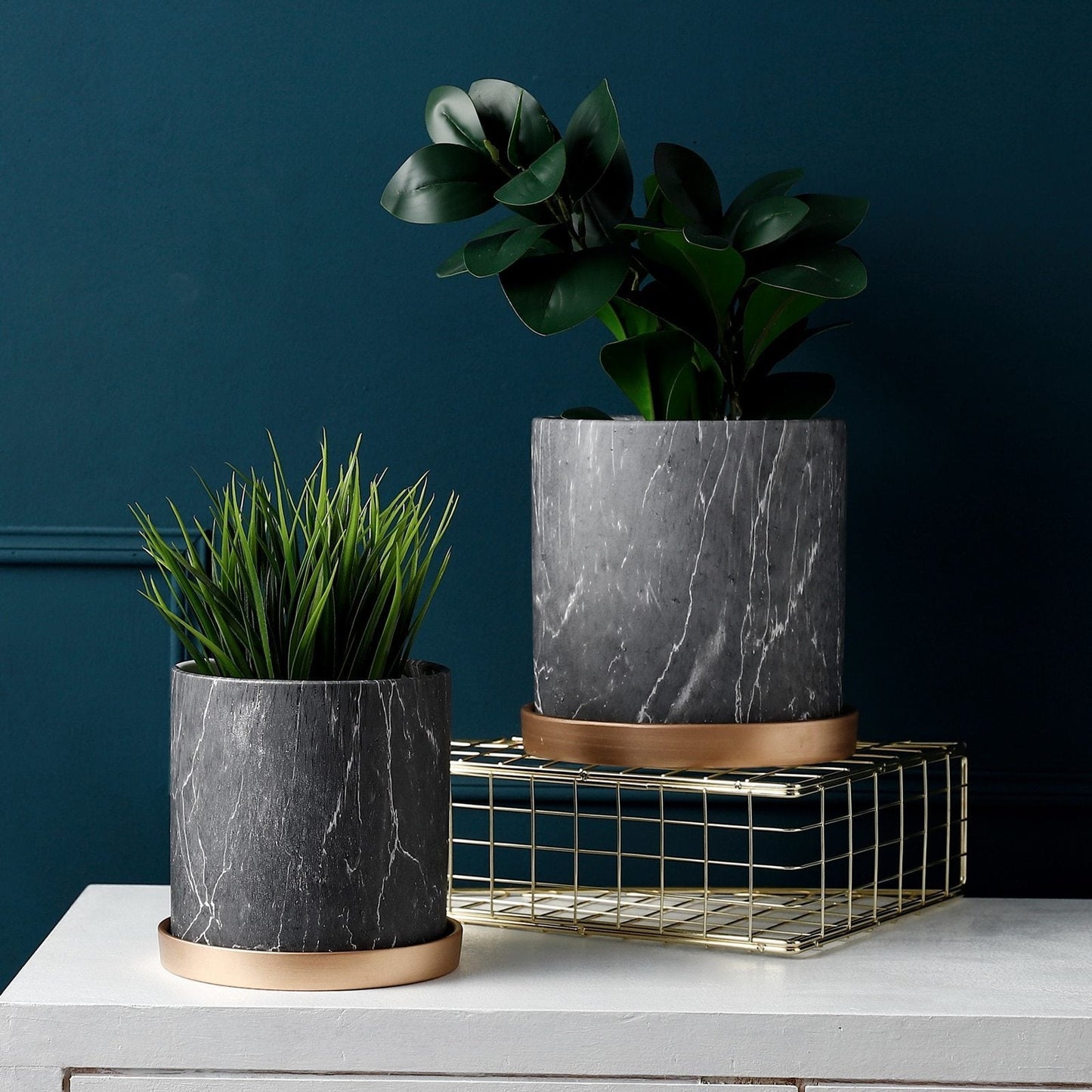 Dark Grey Marble Pot - Nordic Side - 