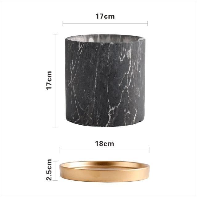 Dark Grey Marble Pot - Nordic Side - 