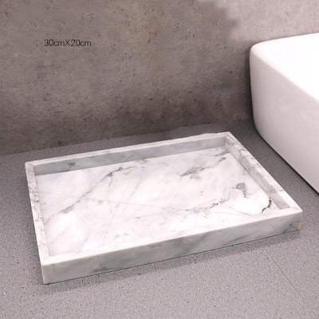 Gamela - Marble Texture Bathroom Storage Tray - Nordic Side - BATH, Bed & Bath