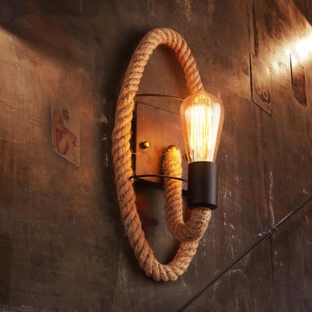 Rory - Retro Round Hemp Rope Lamp - Nordic Side - Lightning