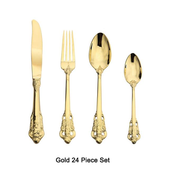 Luxury Elegant Gold & Silver Flatware Set